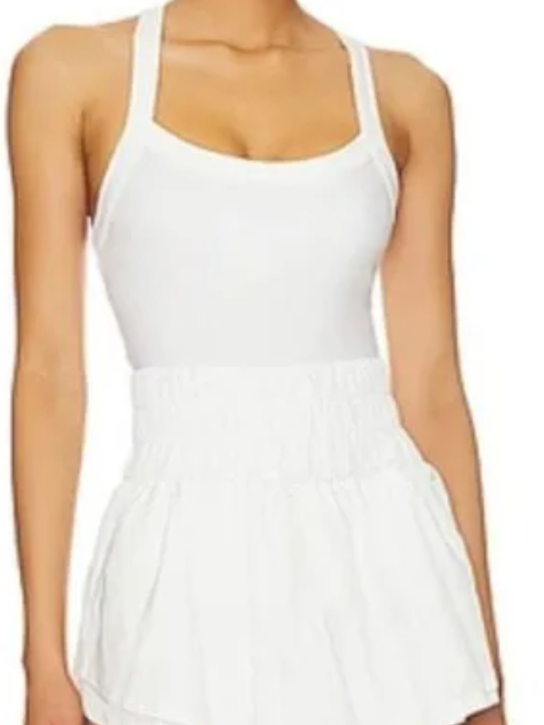 Free People Green/Blue Smocked-Waist Skort Romper